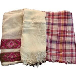 Set of 3 beautiful Ivory and Pink Scarves